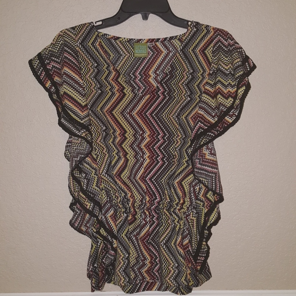 URBAN NOMAD Boho BLOUSE -Size S/M- Ruffle Sides Ea